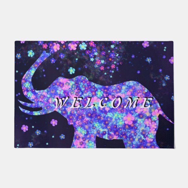 Elephant Flowers Doormat - Spring Joy - Welcome (Front)