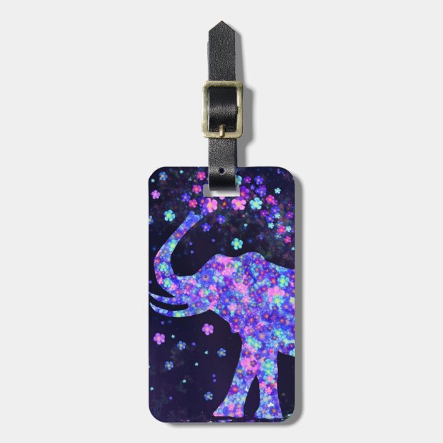 Elephant Flowers Luggage Tag (Front Vertical)