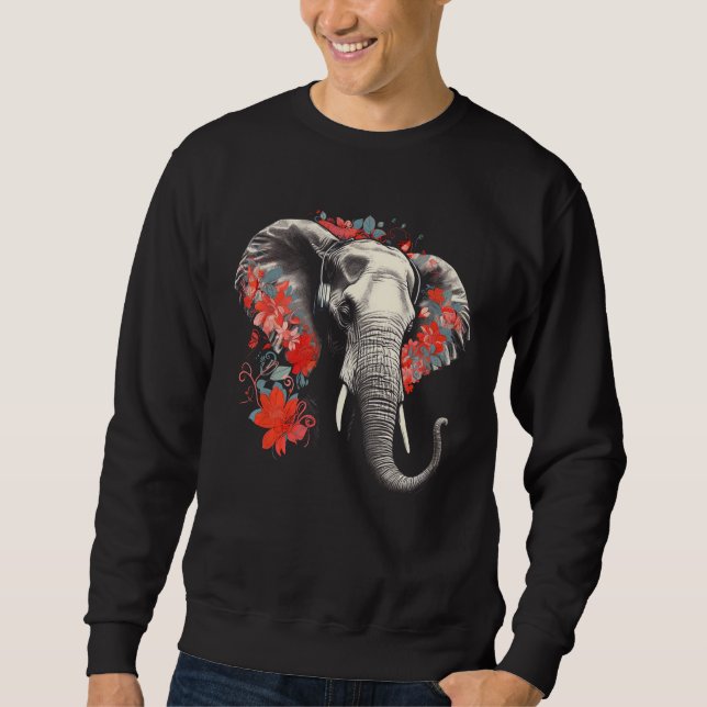 Elephant Flowers Music Animal Elephant Sweatshirt (Front)