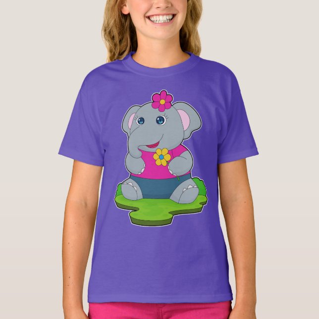 Elephant Flowers T-Shirt (Front)