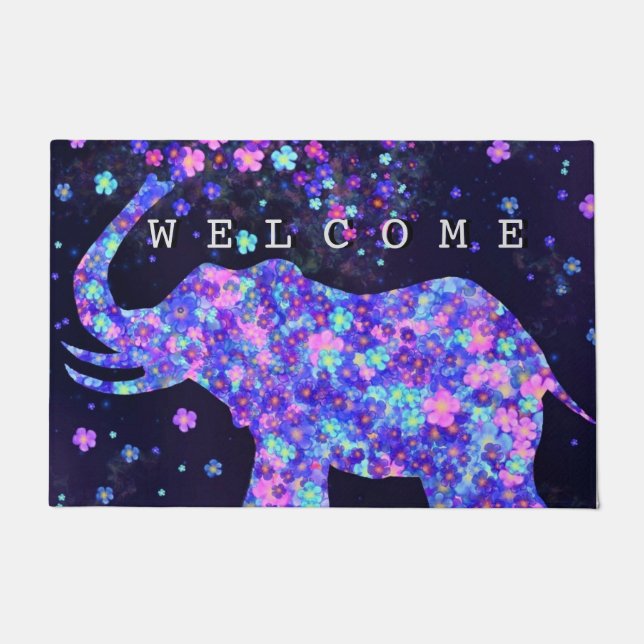 Elephant Flowers - Welcome Doormat (Front)