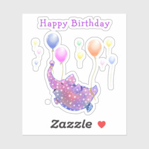 Elephant Flying Colourful Balloons Baby Birthday