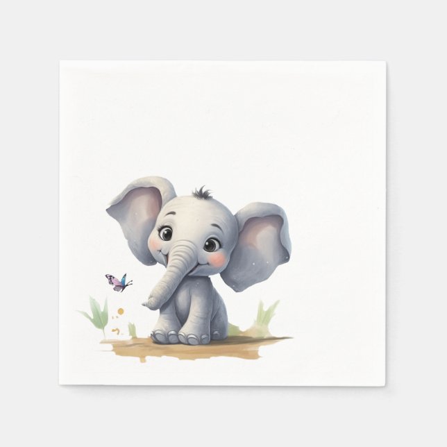 Elephant for animal themed party napkin (Front)