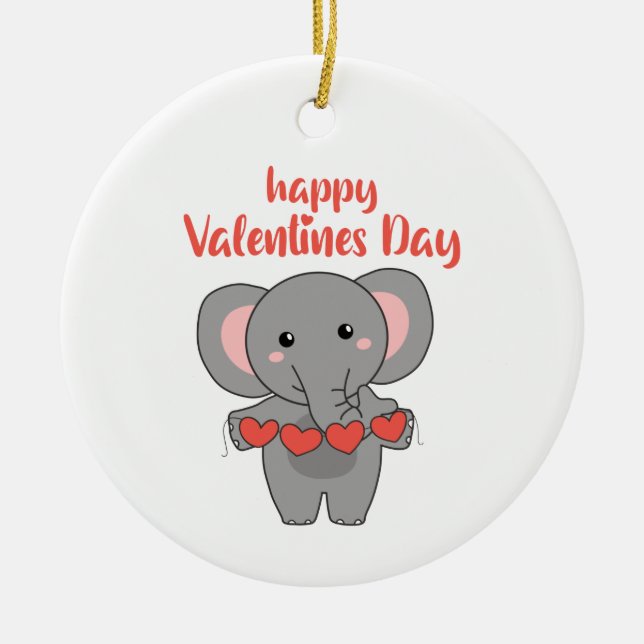 Elephant For Valentine's Day Cute Animals With Ceramic Tree Decoration (Front)