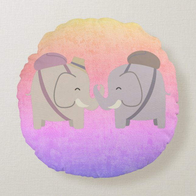 elephant friends round cushion (Front)