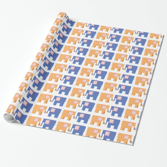 Elephant friends wrapping paper (Unrolled)