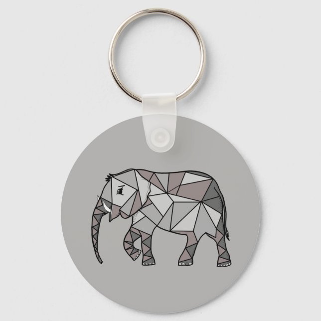 elephant geometric, bishop grey 2, home decor, key ring (Front)