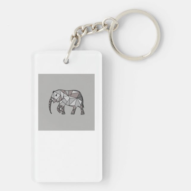 elephant geometric, bishop grey 2, home decor key ring (Back)