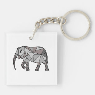 elephant geometric, bishop grey , home decor key ring