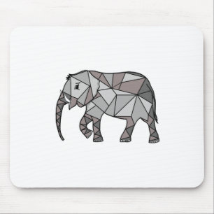 elephant geometric, bishop grey mouse pad