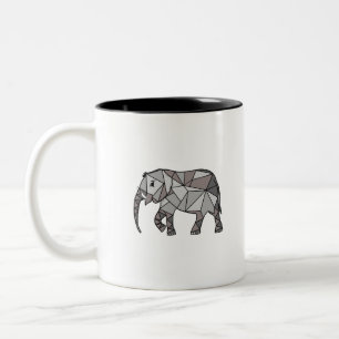 elephant geometric, bishop grey Two-Tone coffee mug