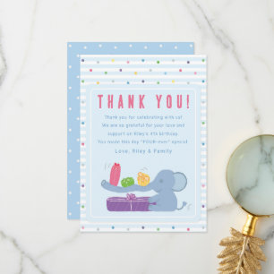 Elephant & Gifts Birthday Thank You Card
