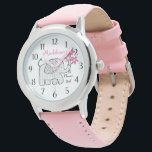 Elephant Gingham Flower Girl<br><div class="desc">Cute gingham elephant with a bouquet of pink flowers for your sweet flower girl. This watch makes the perfect wedding thank you gift for a special little flower girl. Personalise with a name to make it extra special.</div>