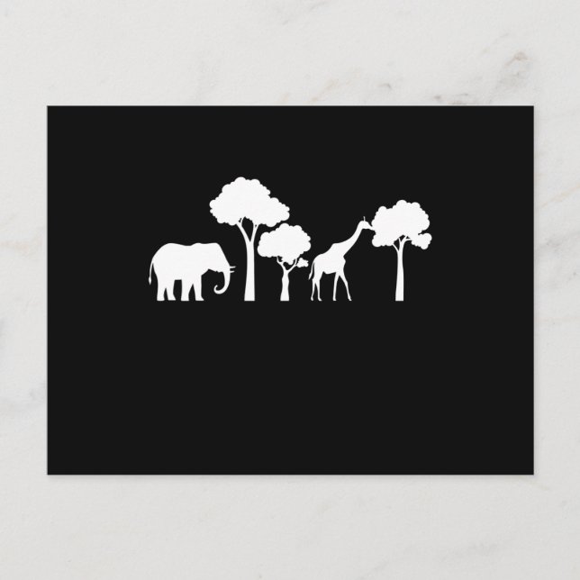 Elephant Giraffe Africa Zoo Safari Elephant Gift Postcard (Front)