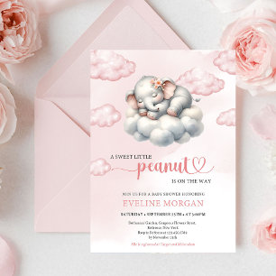 Elephant girl Baby Shower Invitation peanut
