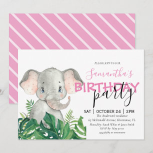 Elephant girl BIRTHDAY Announcement