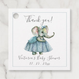 Elephant Girl in Dress Baby Shower Favour Tags