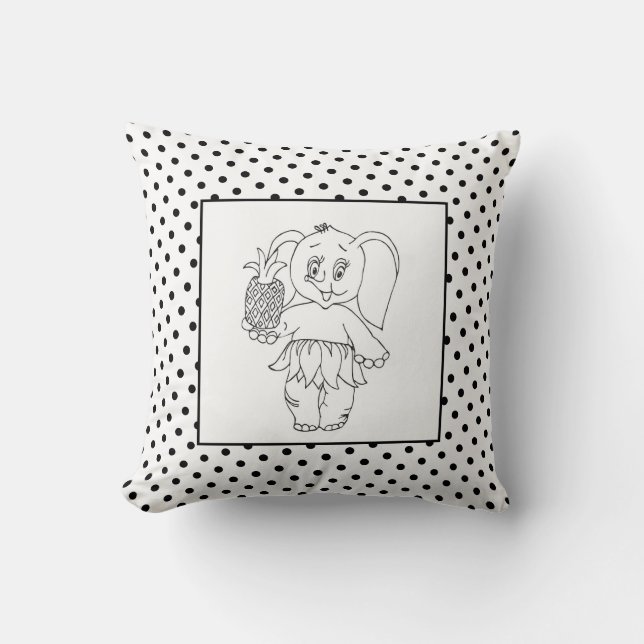 Elephant Girl Modern Baby for Kids Grey Polka Cushion (Front)
