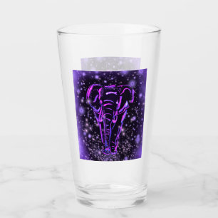 Elephant Glass In Purple Pink Starry Night 