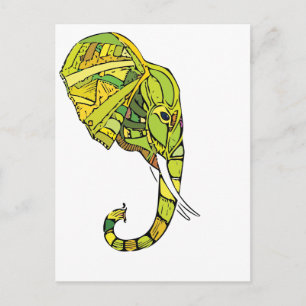 Elephant graphic design postcard