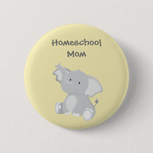 Elephant graphic Homeschool Mom 6 Cm Round Badge