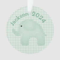 Elephant Green Plaid Gingham Personalised Nursery 