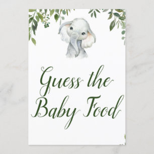 Elephant Guess Baby Food Game Sign Size 5x7" Invitation