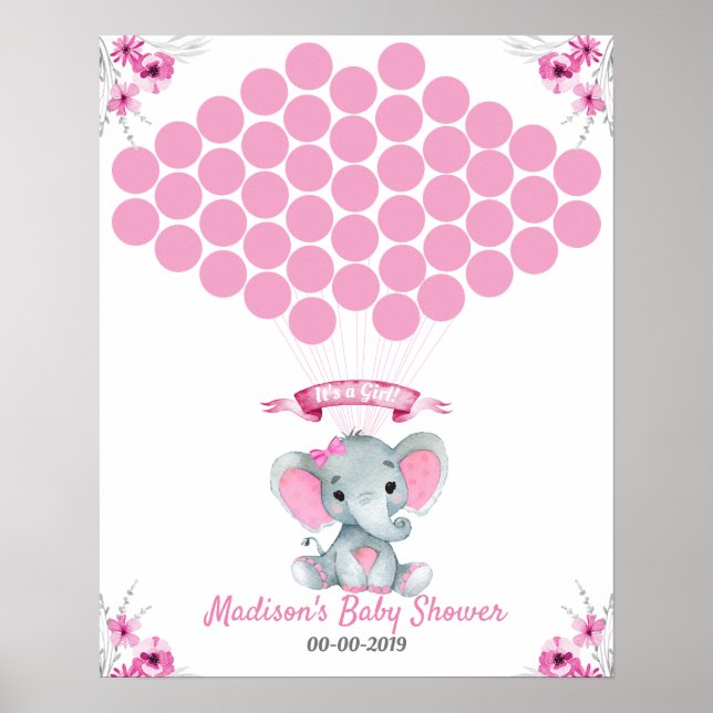 Elephant Guest Book Page Alternative Rustic Pink (Front)
