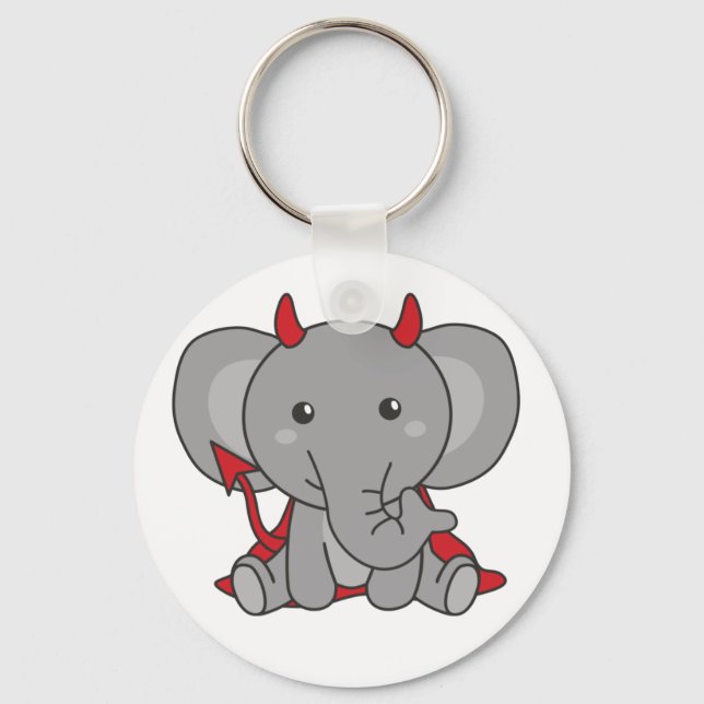 Elephant Halloween Cute Devil Kids Witches Costume Key Ring (Front)