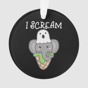Elephant Halloween Ghost I Scream Ice Wordplay Ornament