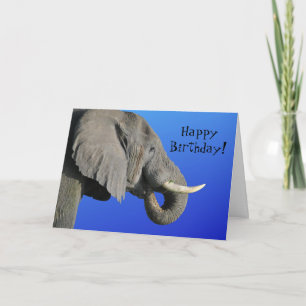 Elephant Happy Birthday Funny Age Blue and Grey Card