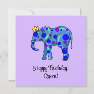 Elephant Happy Birthday Queen Flat Card