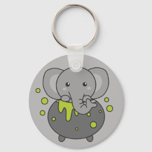 Elephant Happy Halloween Cauldron Bat Keychain