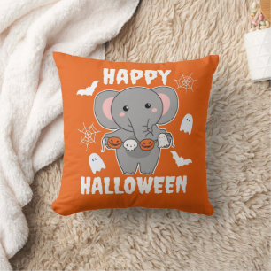Elephant Happy Halloween Pumpkin Bat Costume Cushion
