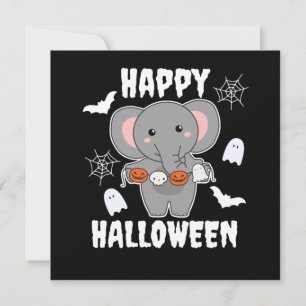 Elephant Happy Halloween Pumpkin Bat Costume Invitation