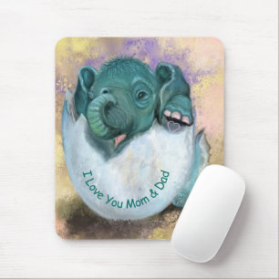 Elephant Hatching Mouse Pad - I Love You MOM & DAD