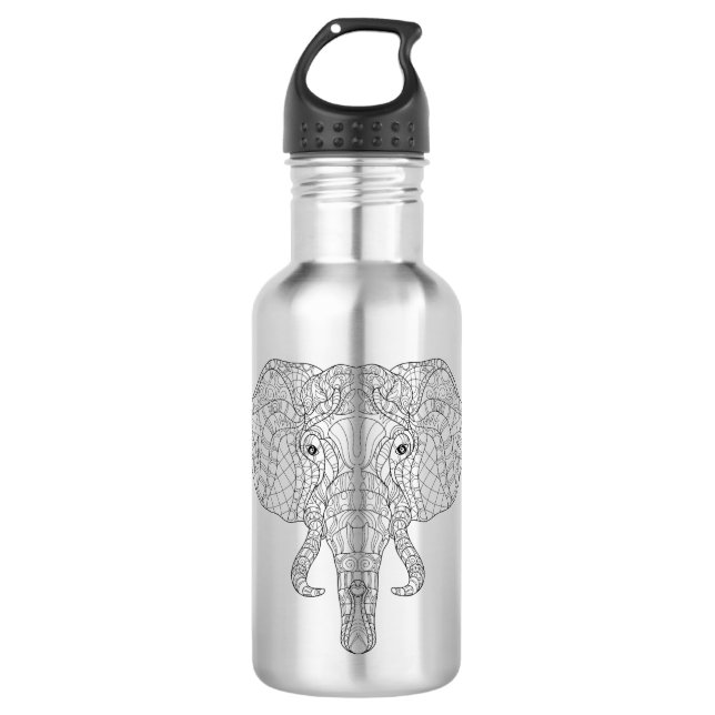 Elephant Head Doodle 2 710 Ml Water Bottle (Front)