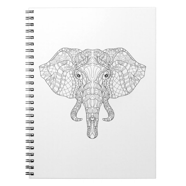 Elephant Head Doodle 2 Spiral Notebook (Front)