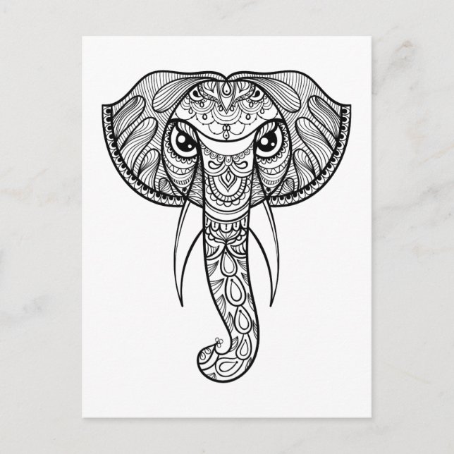Elephant Head Doodle Postcard (Front)