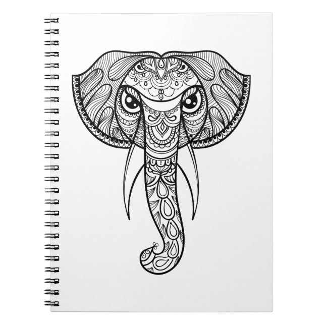 Elephant Head Doodle Spiral Notebook (Front)