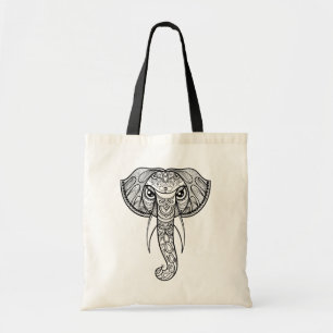 Elephant Head Doodle Tote Bag