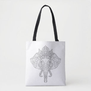 Elephant Head Zendoodle 2 Tote Bag