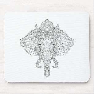 Elephant Head Zendoodle Mouse Pad