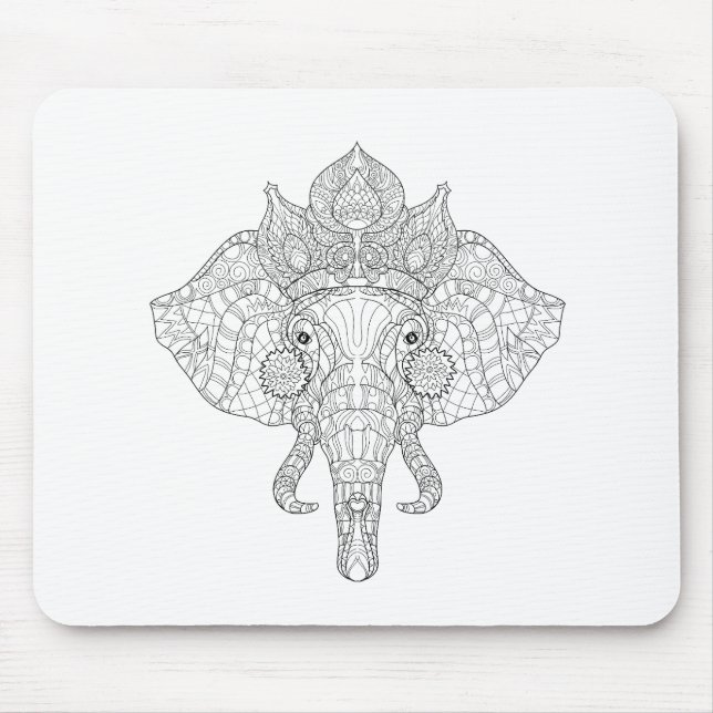 Elephant Head Zendoodle Mouse Pad (Front)