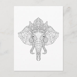 Elephant Head Zendoodle Postcard
