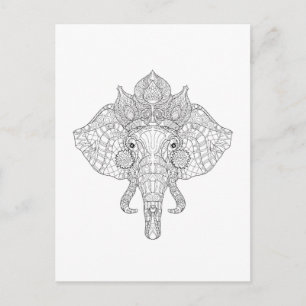 Elephant Head Zendoodle Postcard