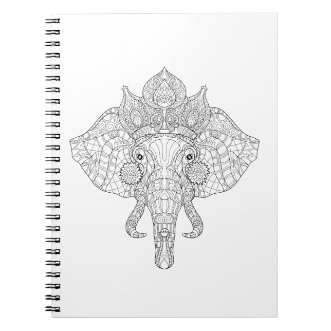 Elephant Head Zendoodle Spiral Notebook (Front)
