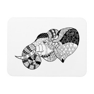 Elephant Head Zenstyle Doodle Magnet