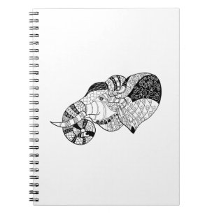 Elephant Head Zenstyle Doodle Notebook