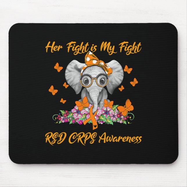 Elephant Her Fight is My Fight RSD CRPS Awareness Mouse Pad (Front)